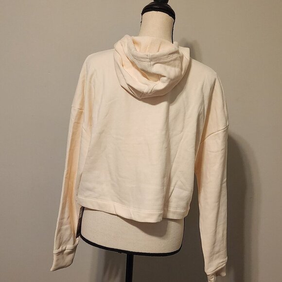 Halara sz M women Dropped Shoulder Drawstring Cropped Hoodie Sweatshirt Cream - Picture 5 of 10